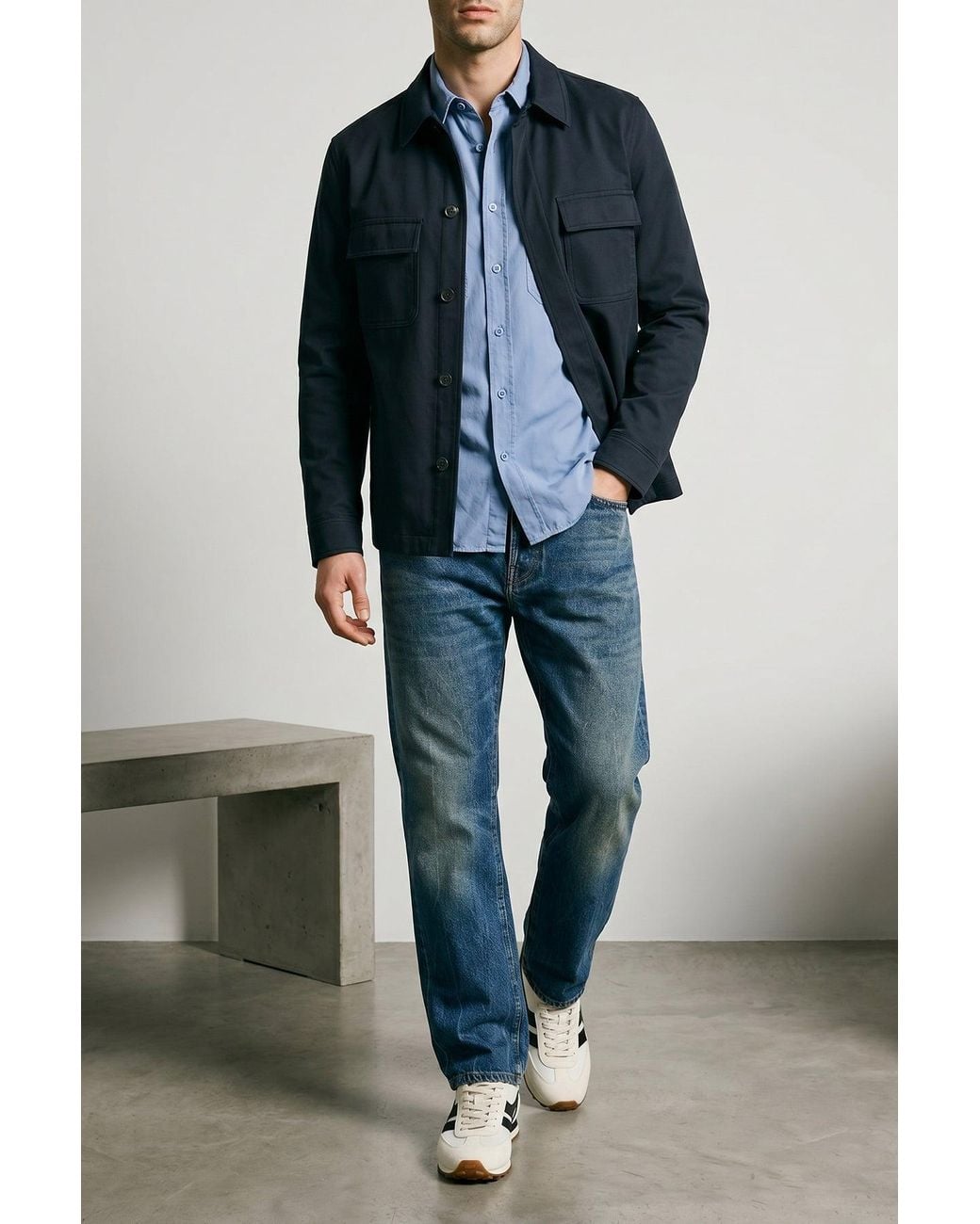 Tom Ford Blue Twill Overshirt With Flap Pockets for men