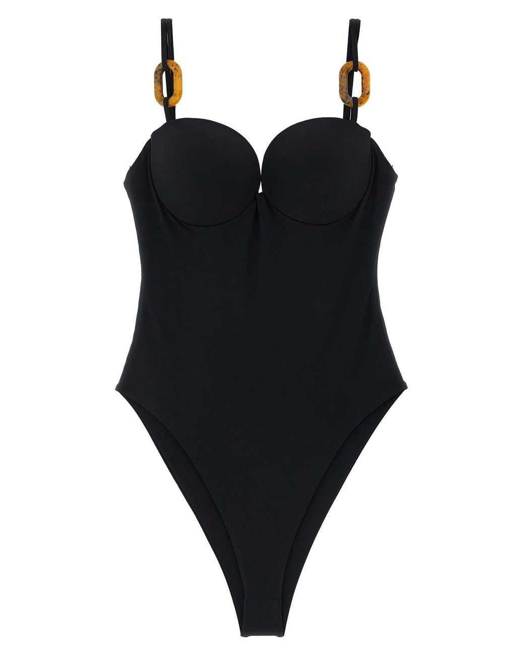 Magda Butrym Black One-Piece Swimsuit With Tortoiseshell Rings