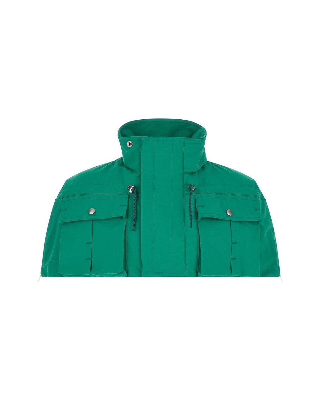 Prada Green Cape With Three-Dimensional Pockets for men