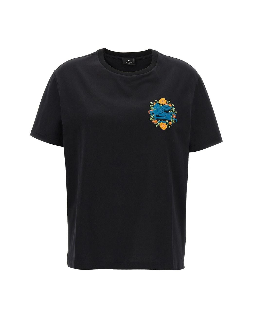 Etro Black Logo Embroidery T-shirt