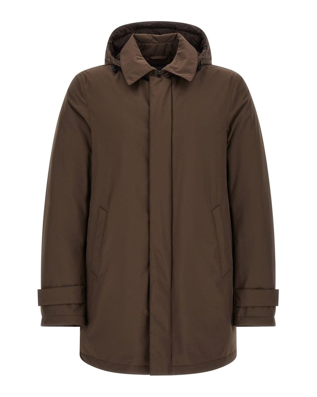 Herno Brown Technical Fabric Parka With Hood for men