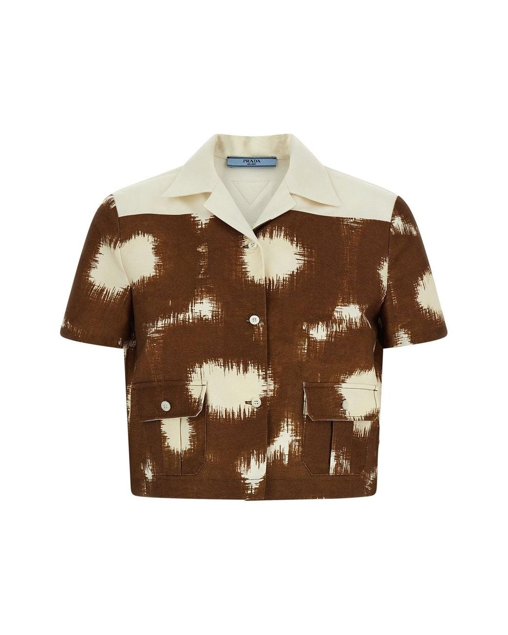 Prada Brown Cropped Printed Canvas Shirt
