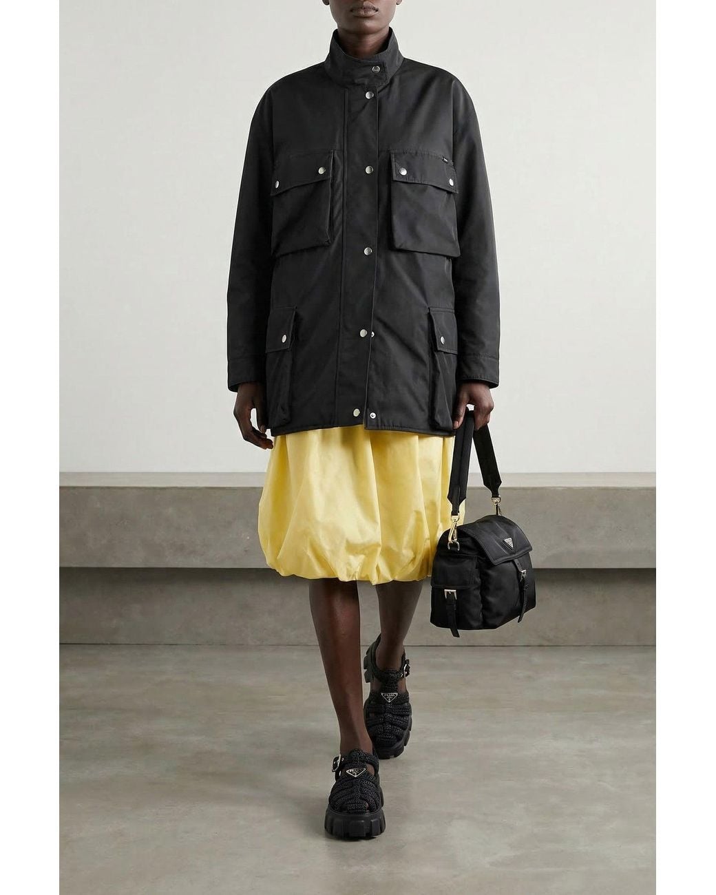Prada Yellow Gathered Waist Skirt