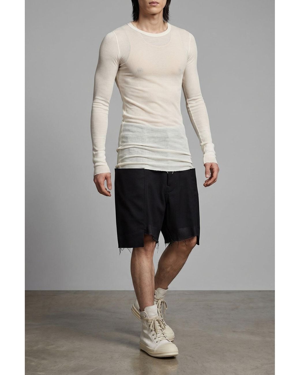Rick Owens White High-Top Sneaker With Side Zip for men