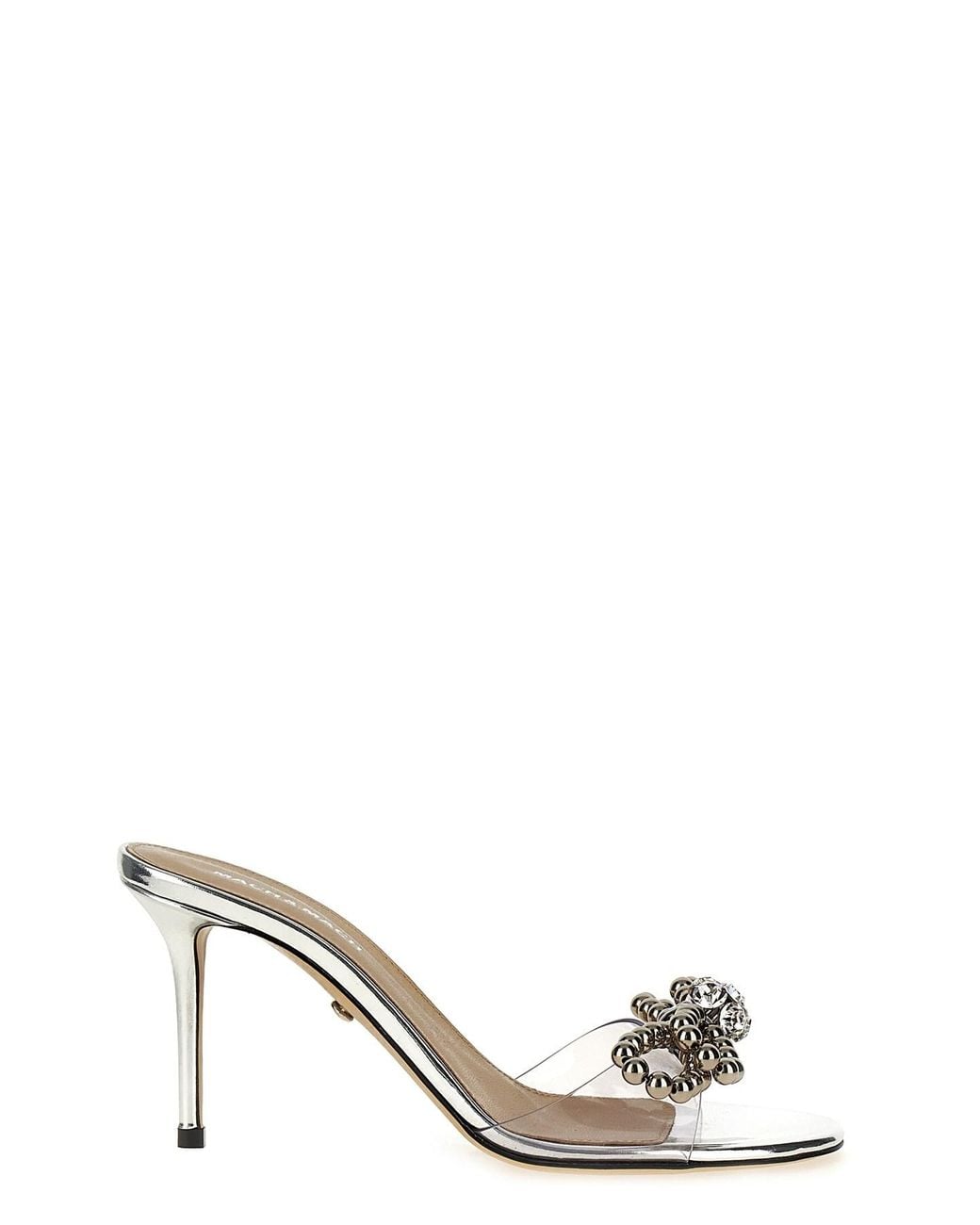 Mach & Mach Metallic 'stud Bow' Sandals