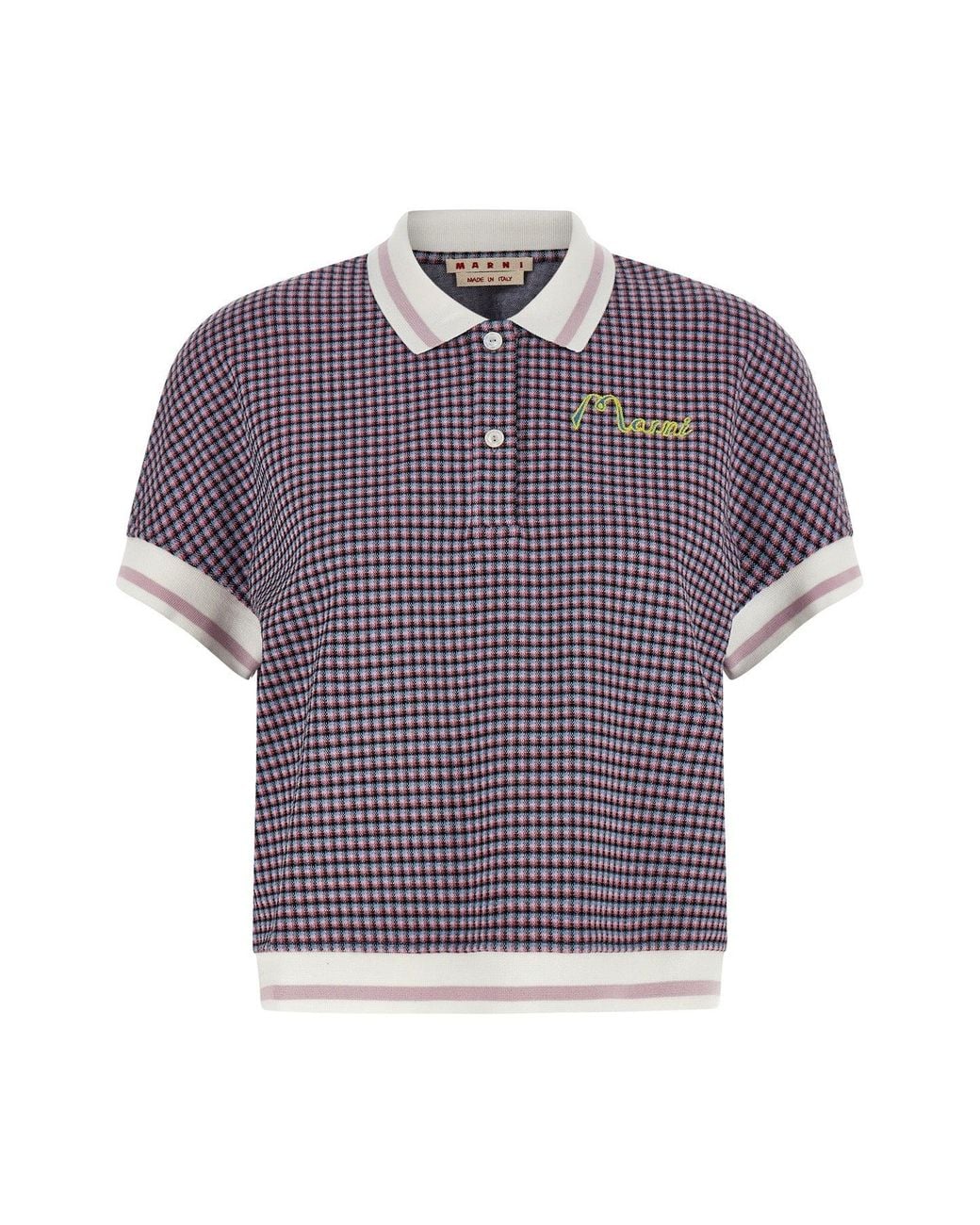 Marni Purple Knit Polo With Embroidered Logo