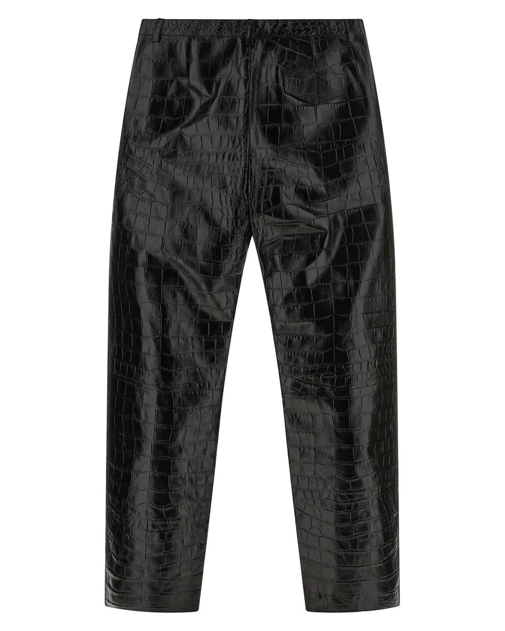 Khaite Gray 'Hunter' Croc-Embossed Leather Trousers