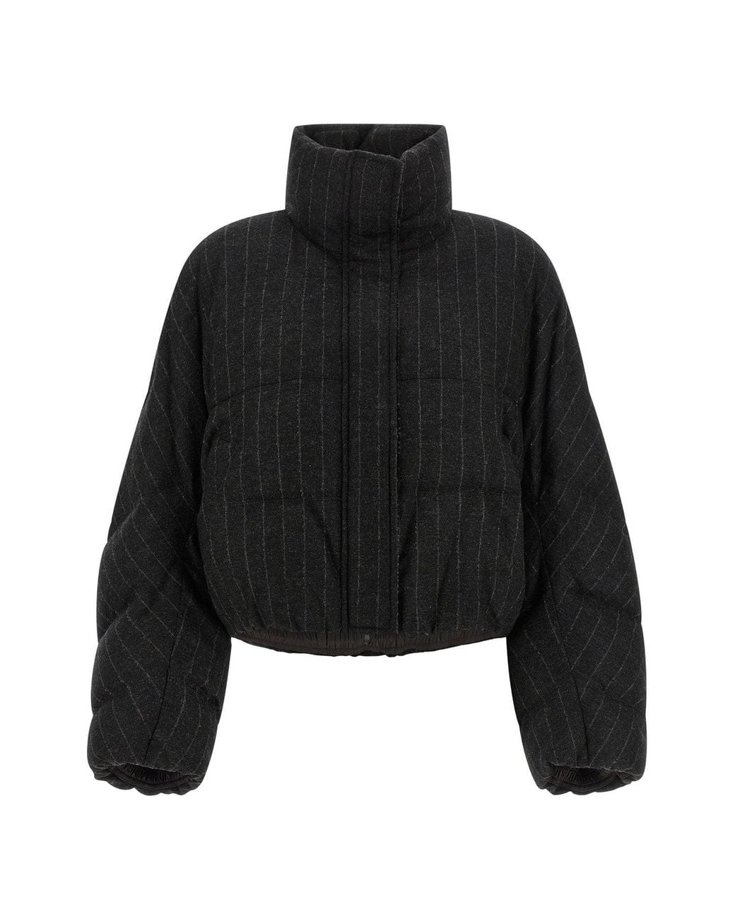 Brunello Cucinelli Black Cropped Pinstripe Padded Jacket