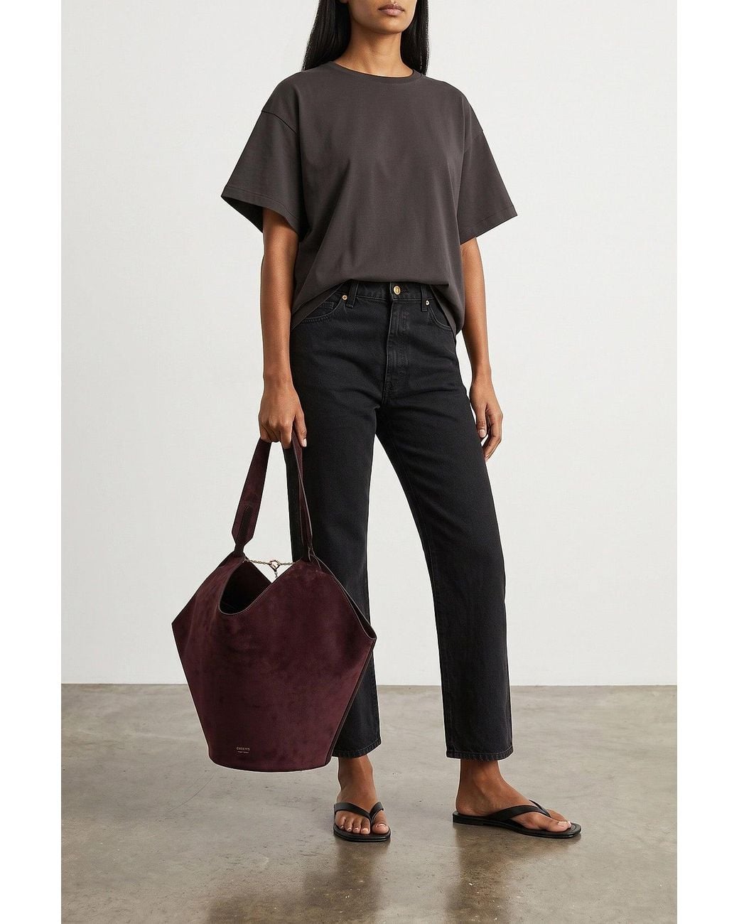 Khaite Black 'Lotus' Small Shopping Bag