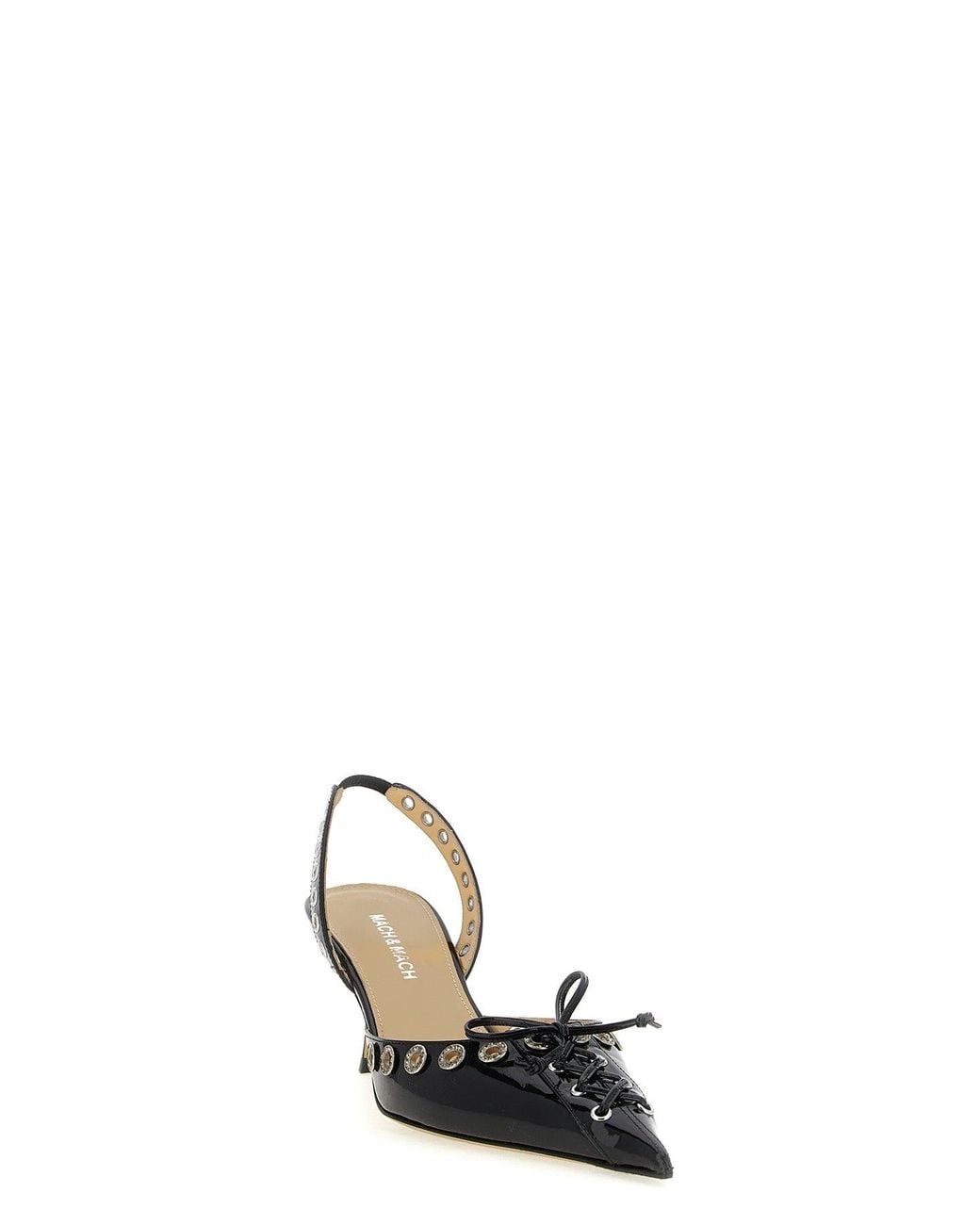Mach & Mach Black 'Crystalized Corset' Slingbacks