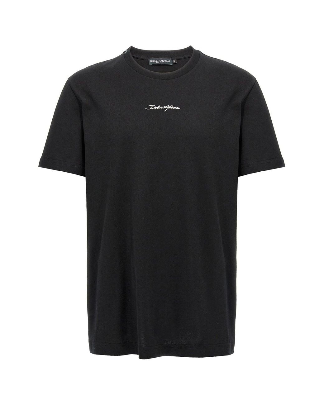 Dolce & Gabbana Black Embroidered Logo T-Shirt for men