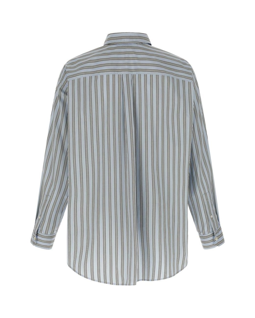 Loewe Gray Classic Striped Cotton Shirt for men