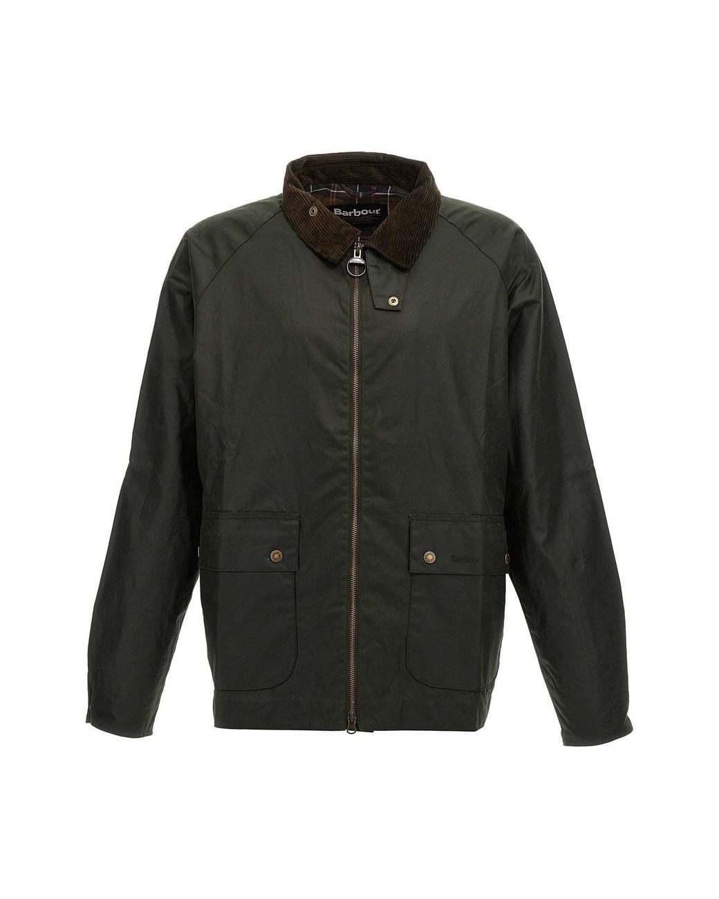 Barbour Gray Short Bedale Waxed Cotton Jacket With Corduroy Collar for men