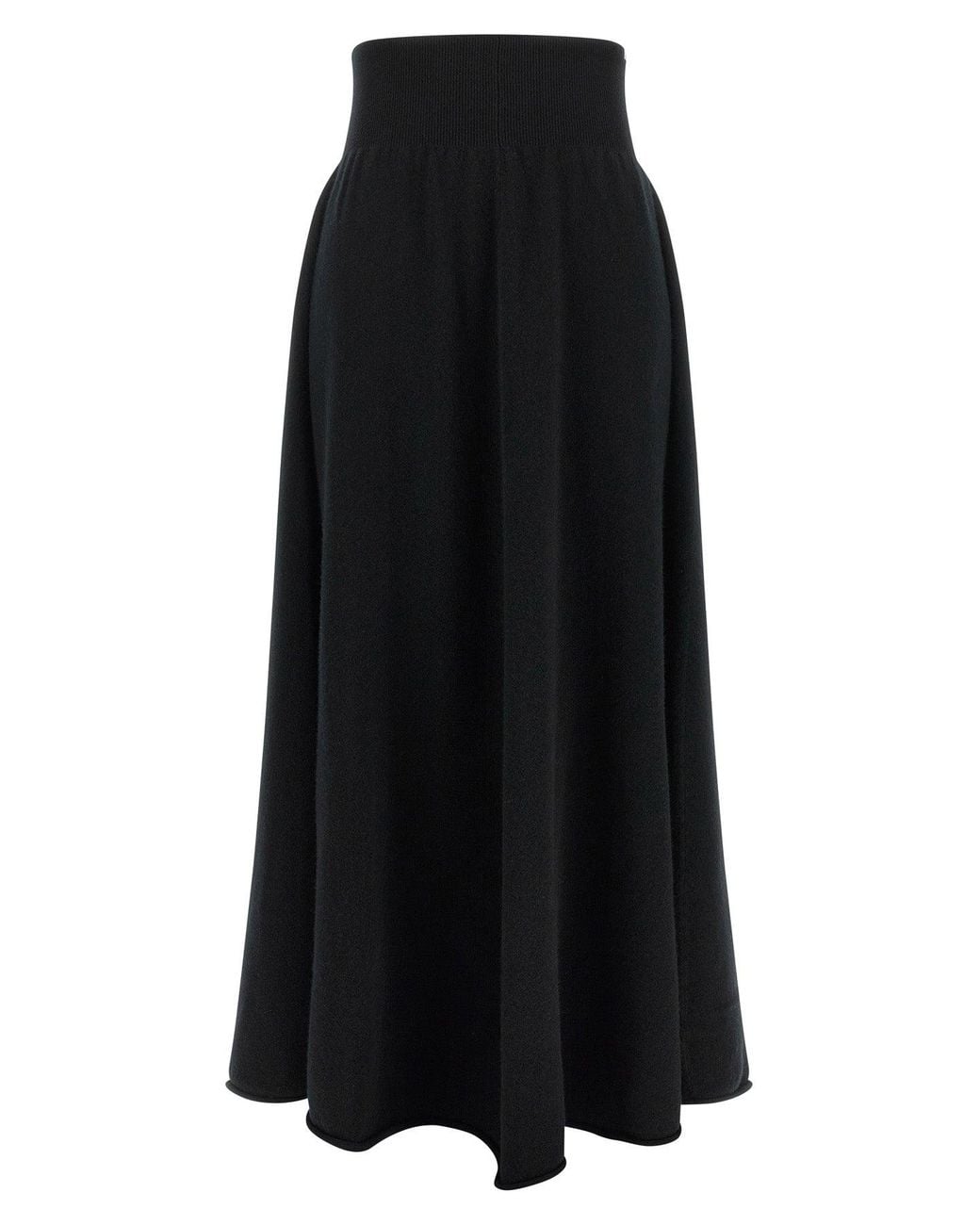 Extreme Cashmere Black Maxi Skirt With Ribbed Waistband