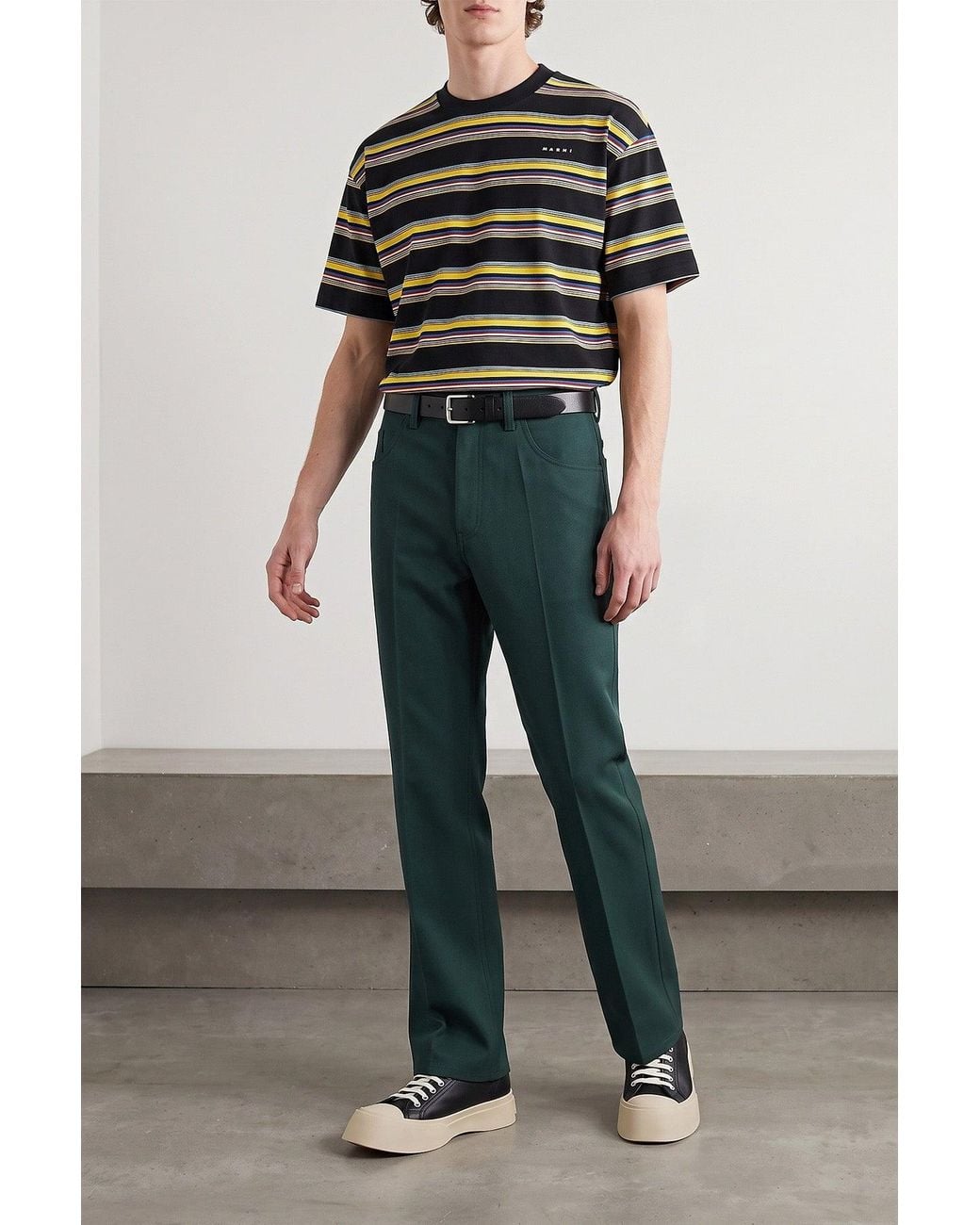 Marni Black Striped Cotton T-Shirt for men