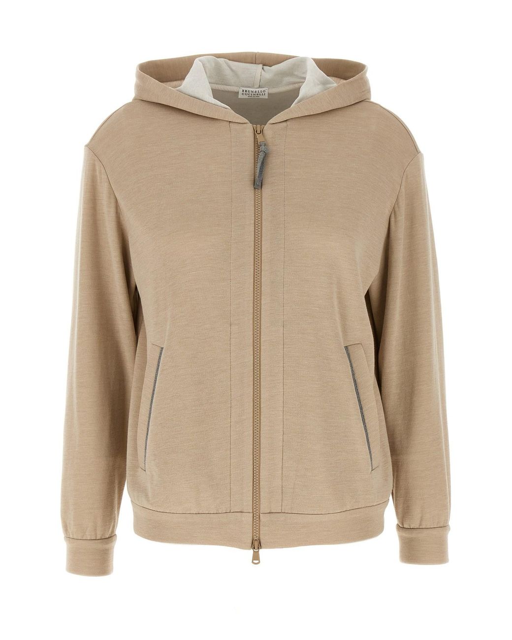 Brunello Cucinelli Natural 'precious Zipper Pull' Hoodie