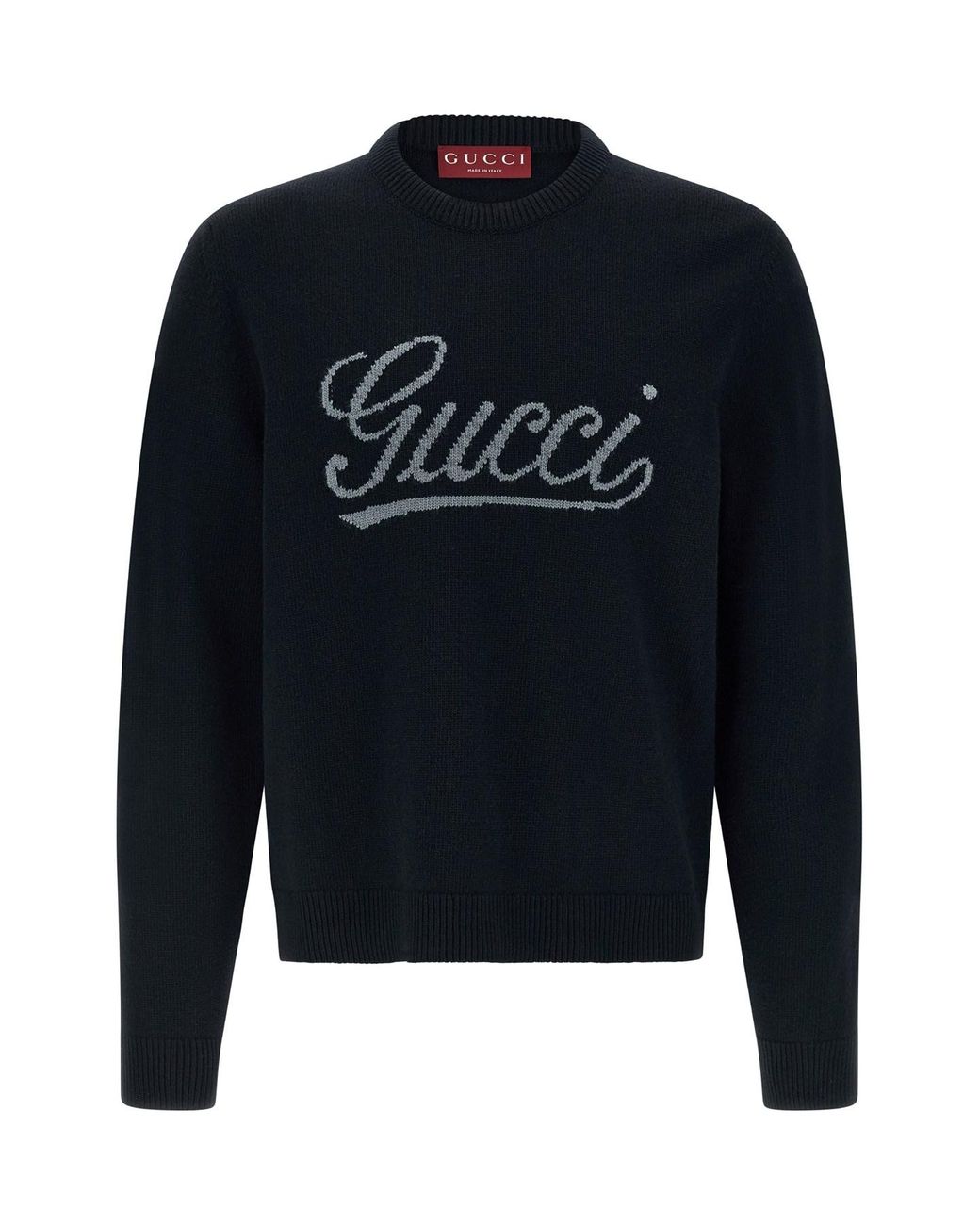 Gucci Blue Logo Intarsia Sweater for men