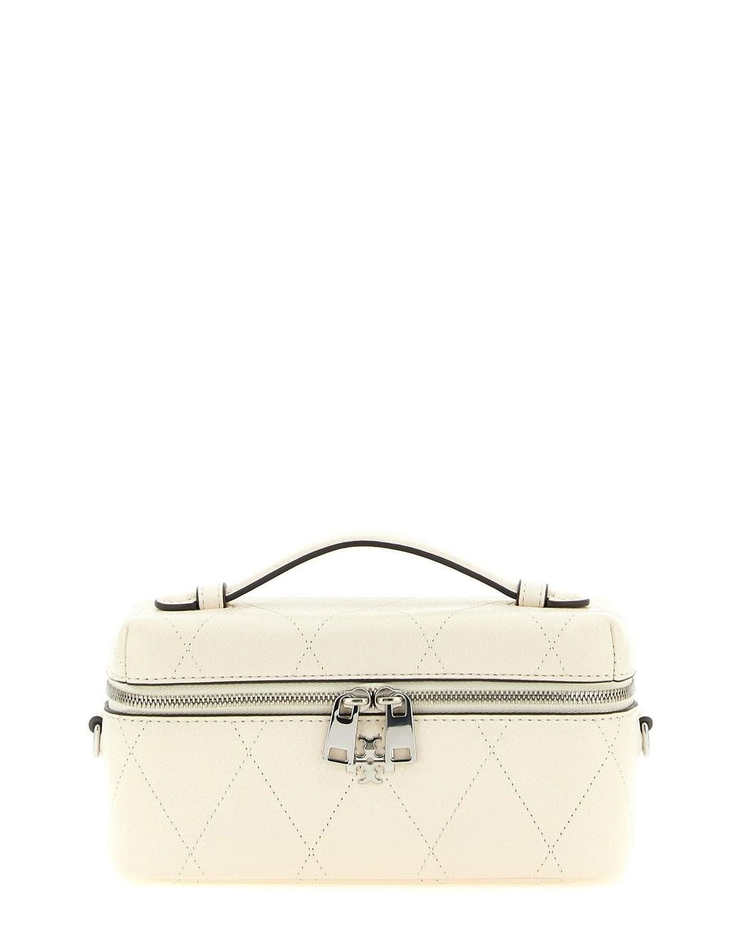 Tory Burch White Quilted Leather Vanity Case