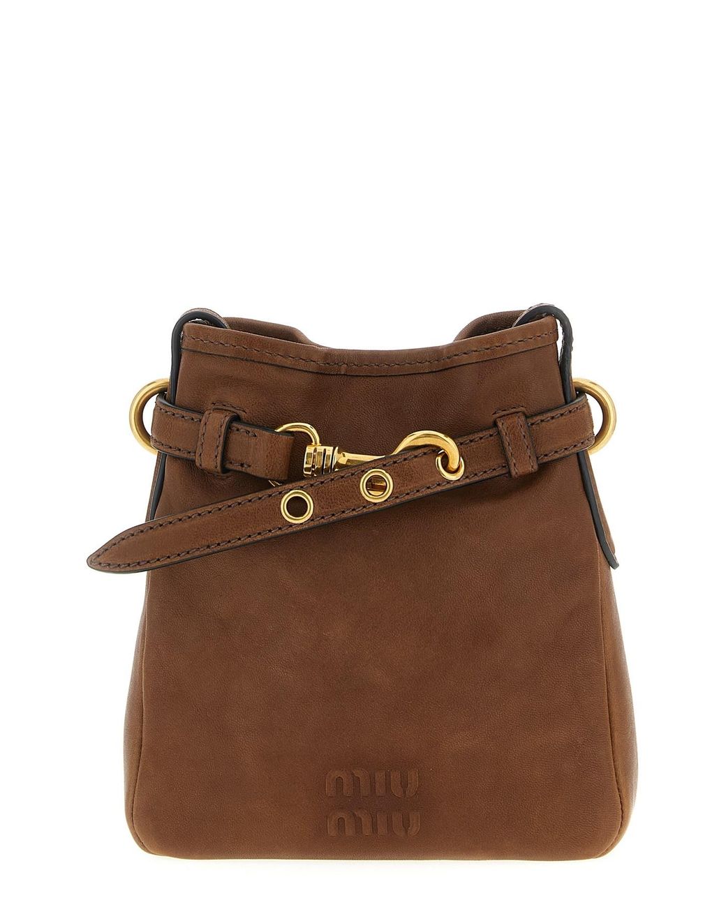 Miu Miu Brown Nappa Leather Shoulder Strap