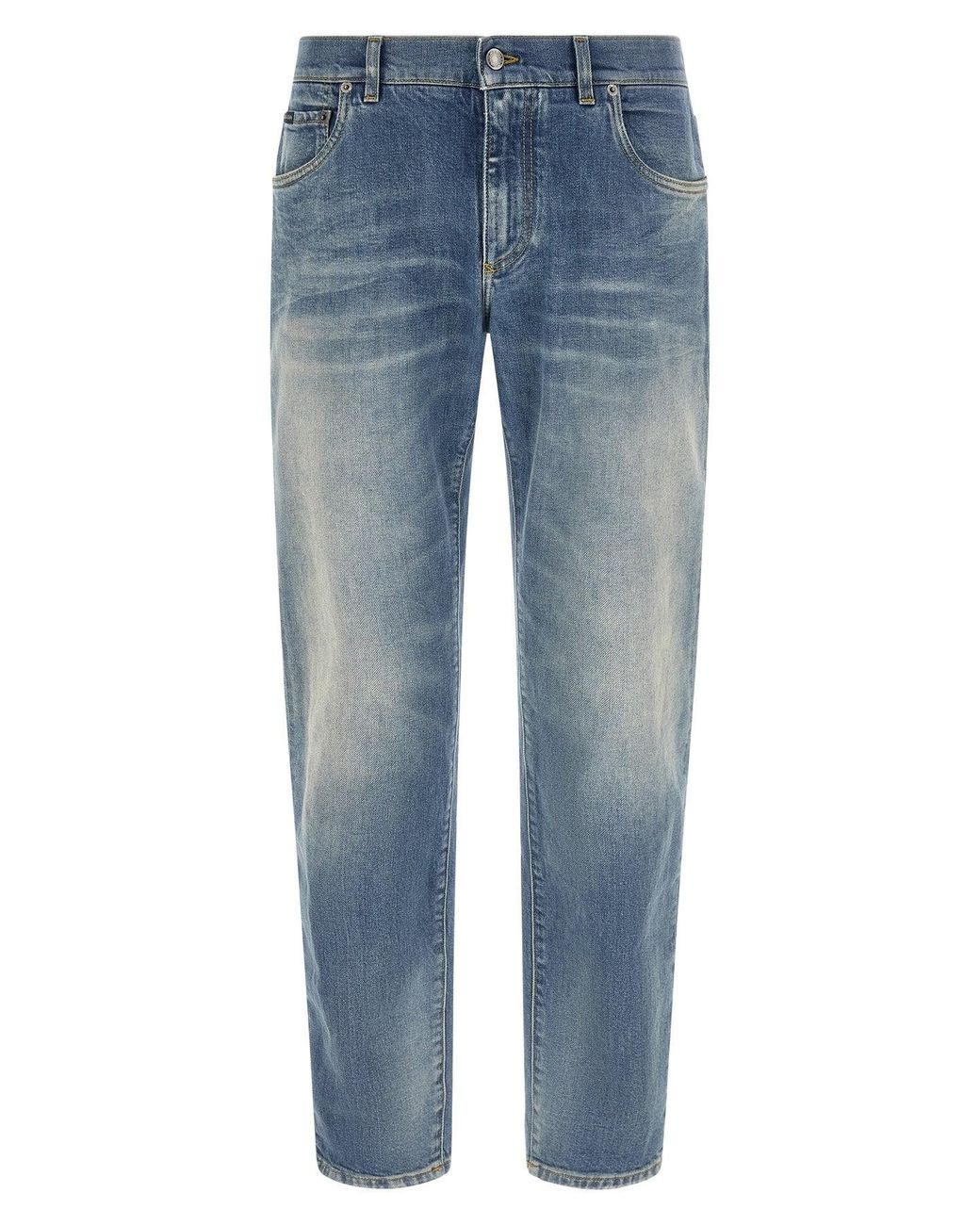 Dolce & Gabbana Blue Jeans With Logo Plaque for men