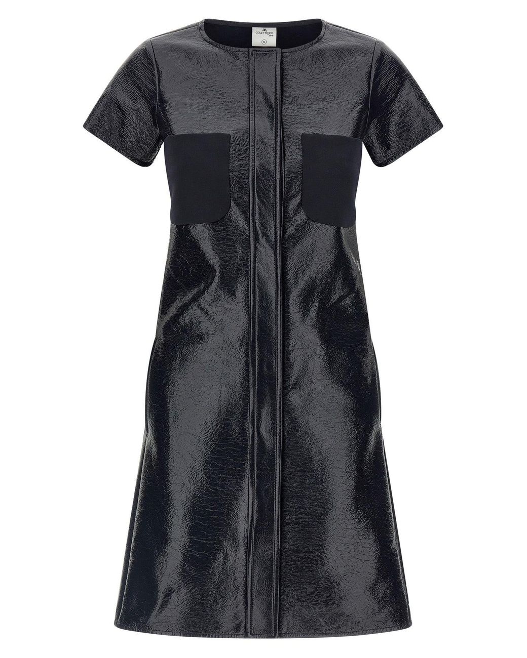Courreges Black 2-Pocket Vinyl Dress