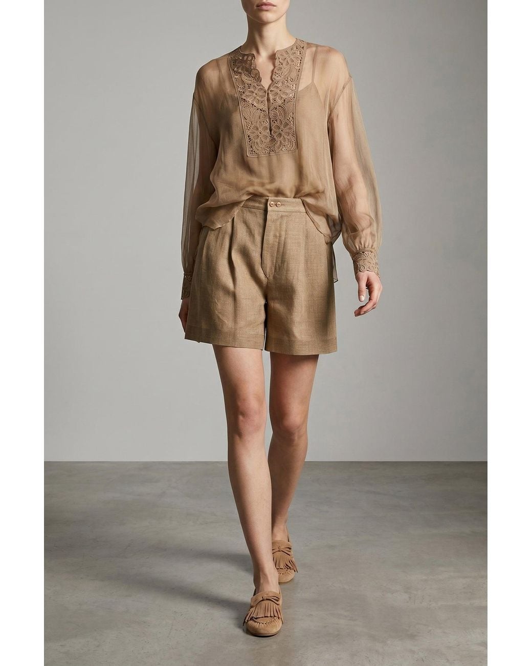 Ermanno Scervino Natural Pleated Shorts