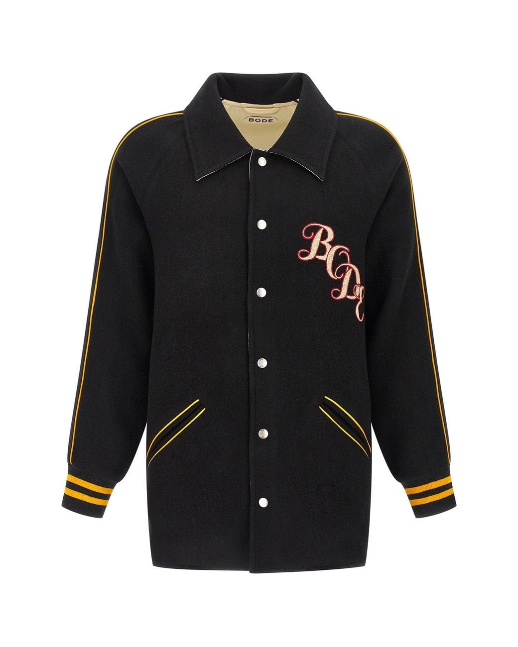 Bode Black Casual Jacket 'Monogram Snap Reversible' for men