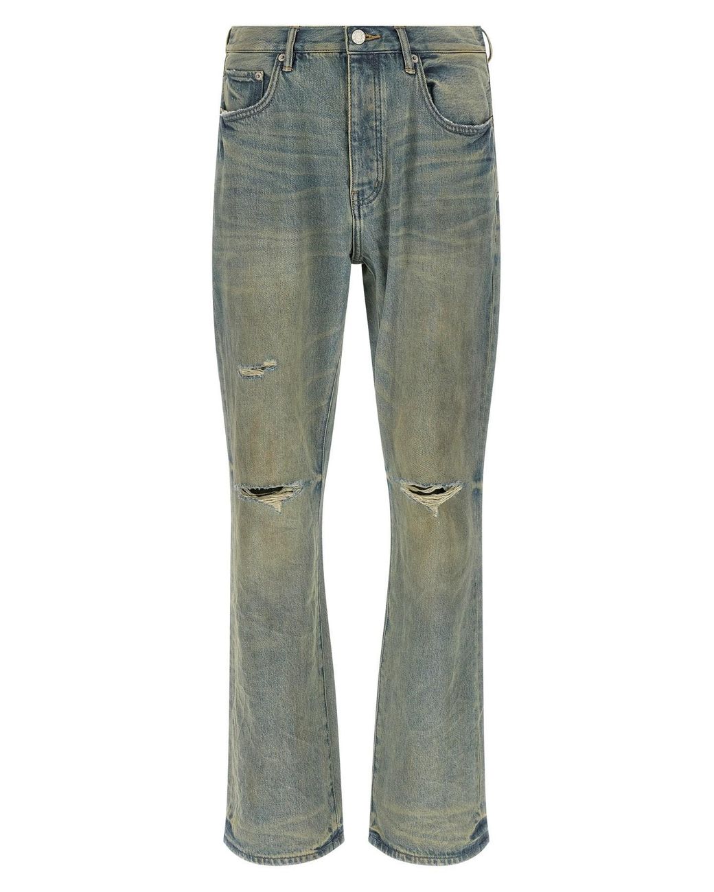 Purple Green 'p026 Dirty Fade Rip Boot' Jeans for men
