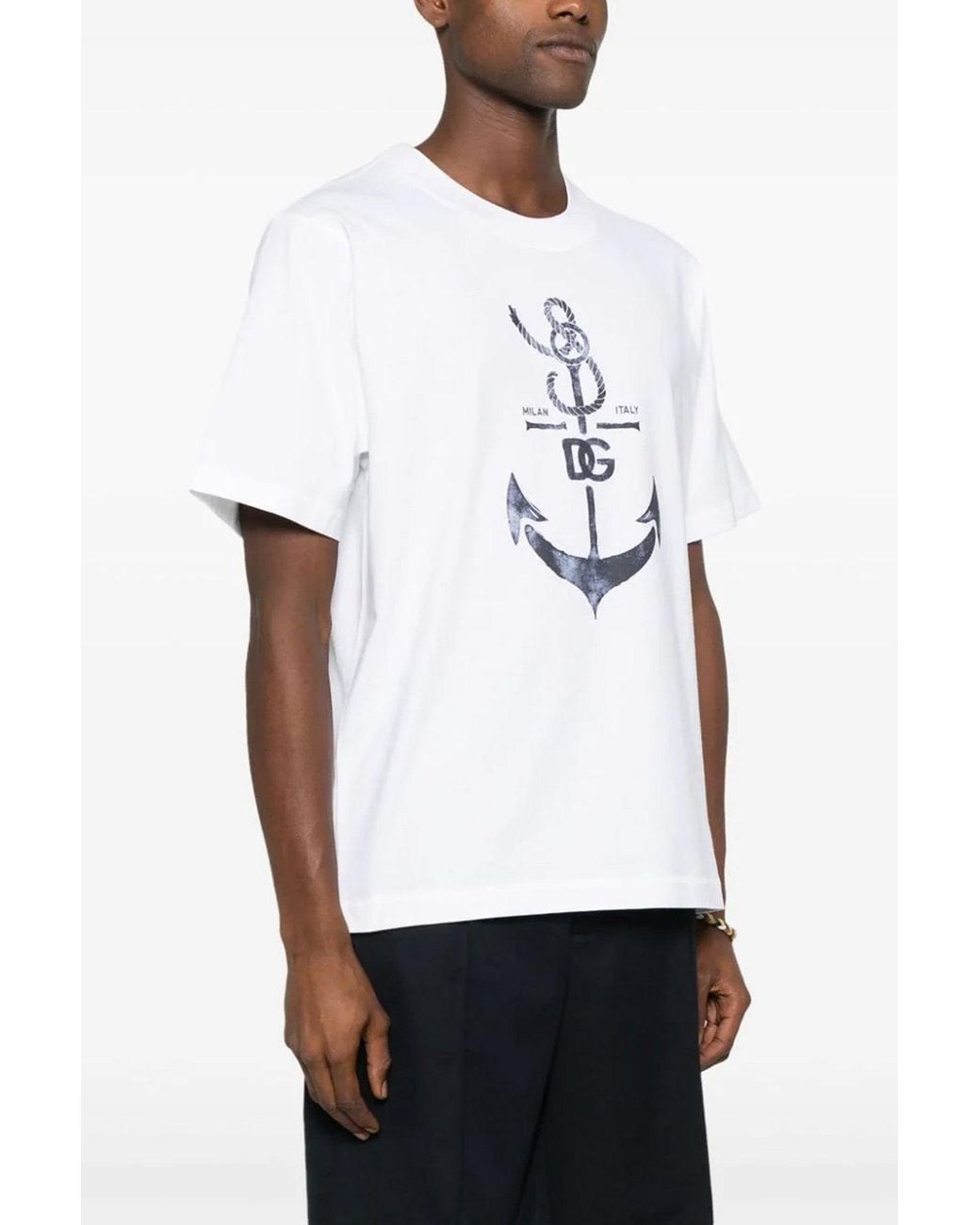 Dolce & Gabbana White T-Shirt 'Marina Print' for men