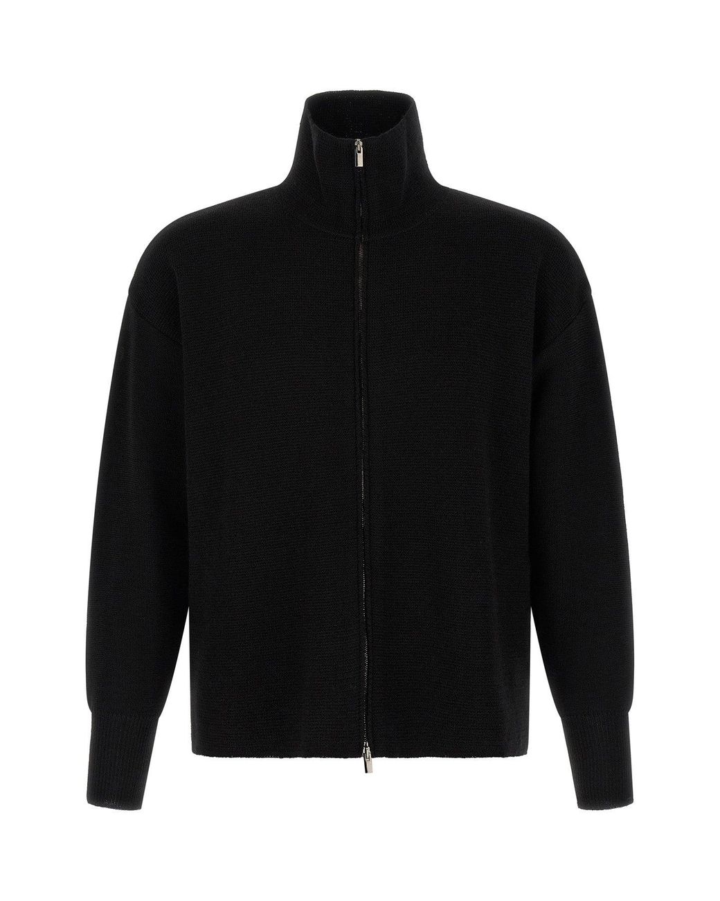 Ma'ry'ya Black High-Neck Zip Knit for men