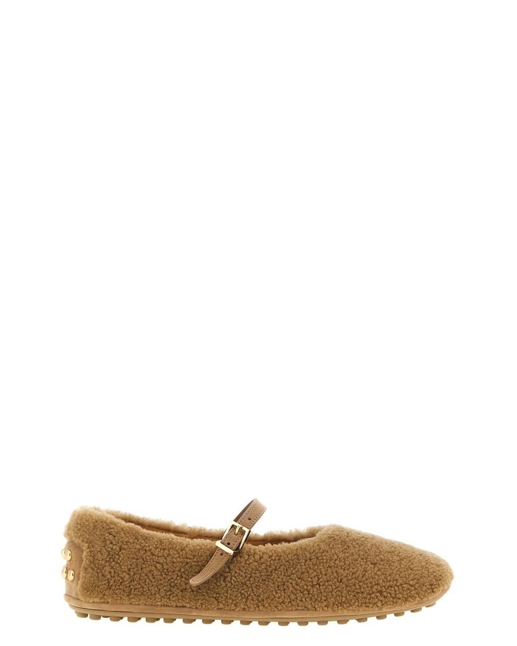 Tod's White 'gommine' Sheepskin Ballet Flats