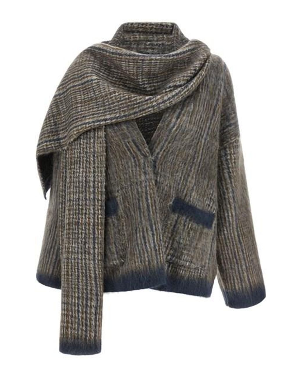 Cardigan Con Sciarpa di Brunello Cucinelli in Gray