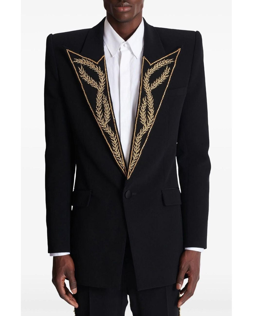 Balmain Black Blazer 'Leaf Embroidery' for men