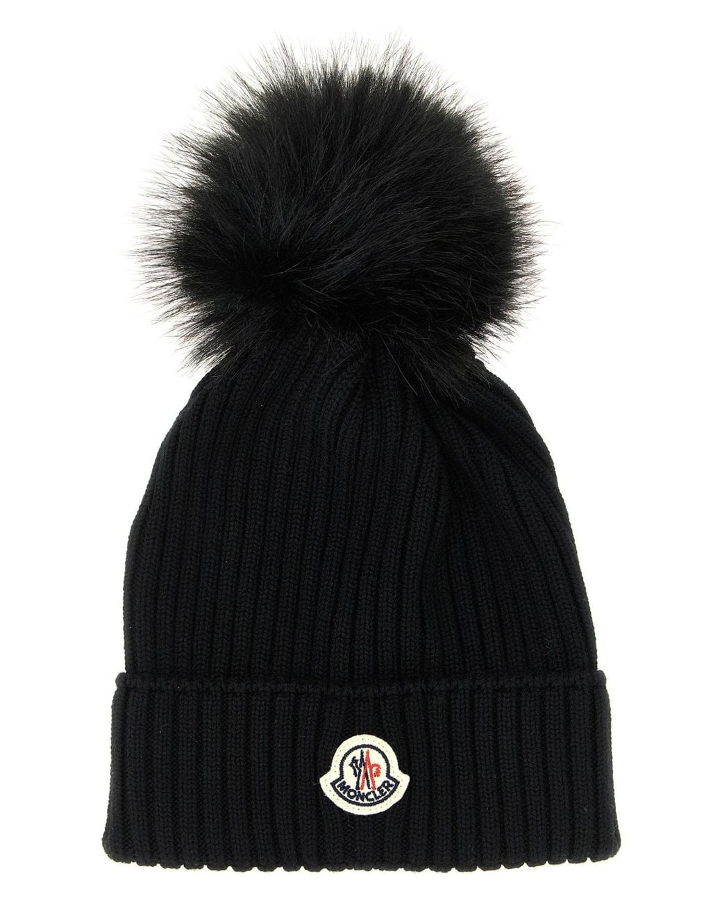 Moncler Black Ribbed Knit Hat