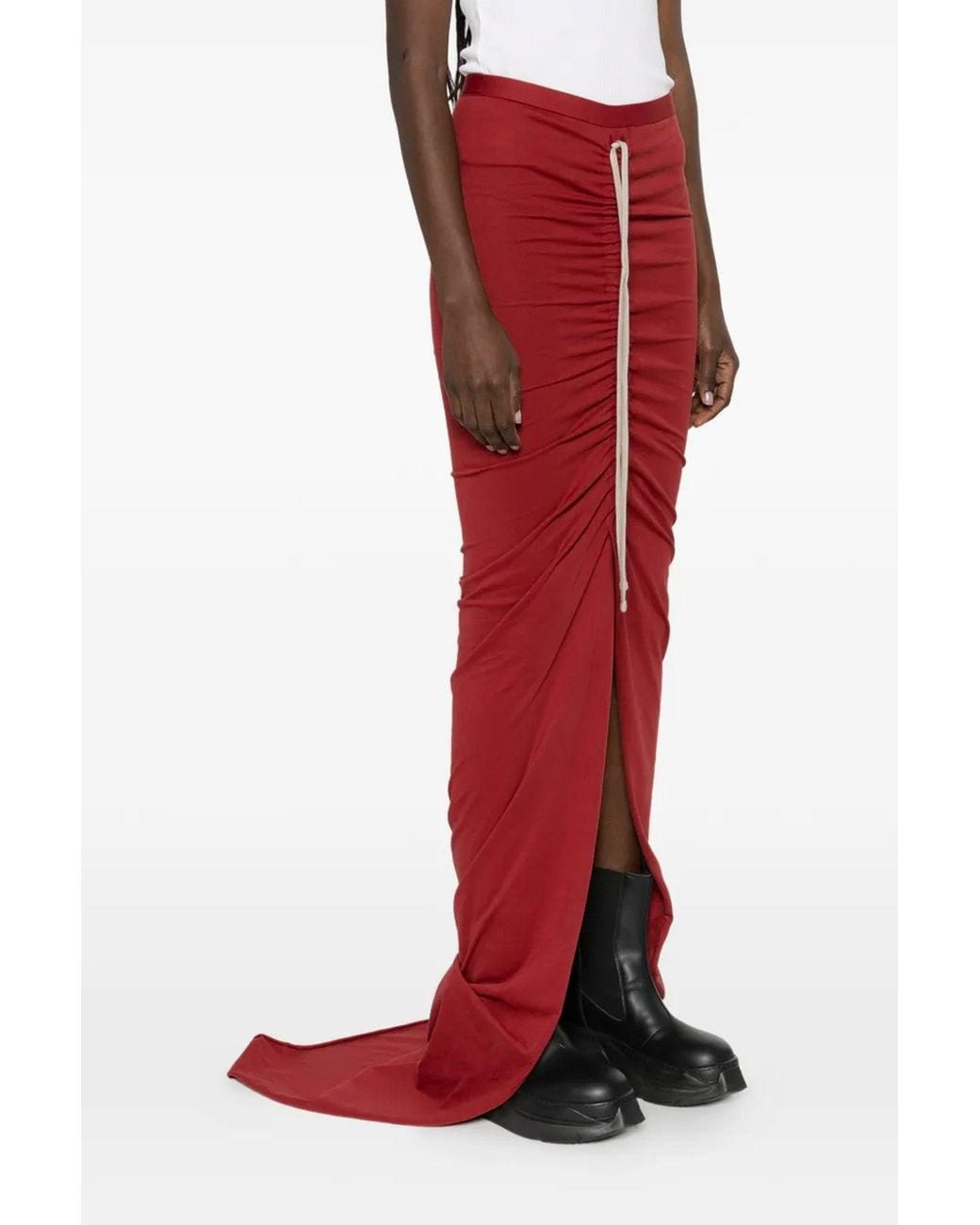 Rick Owens Red Moncler + 'Adjustable' Skirt
