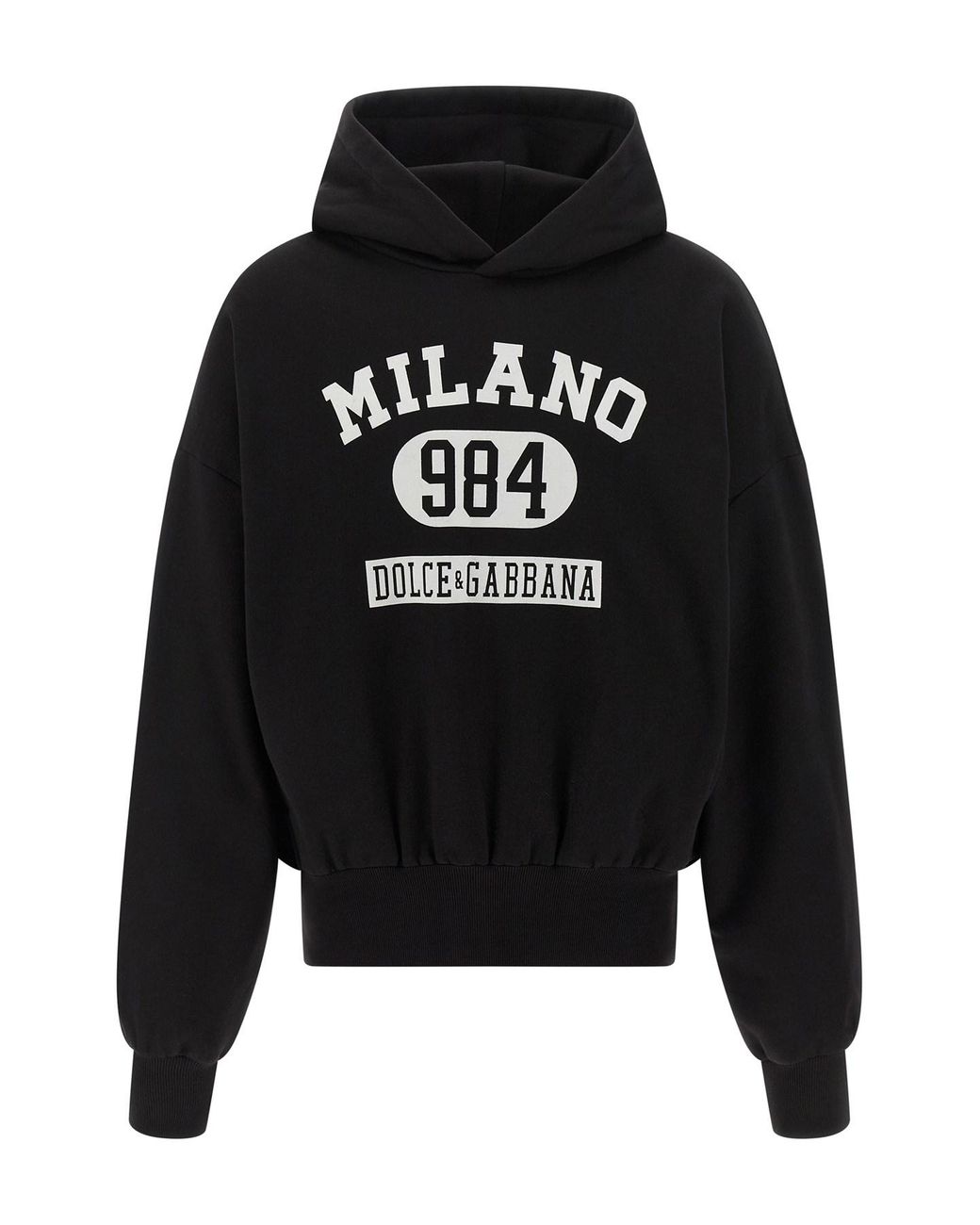 Dolce & Gabbana Black Flocked Print Hoodie for men