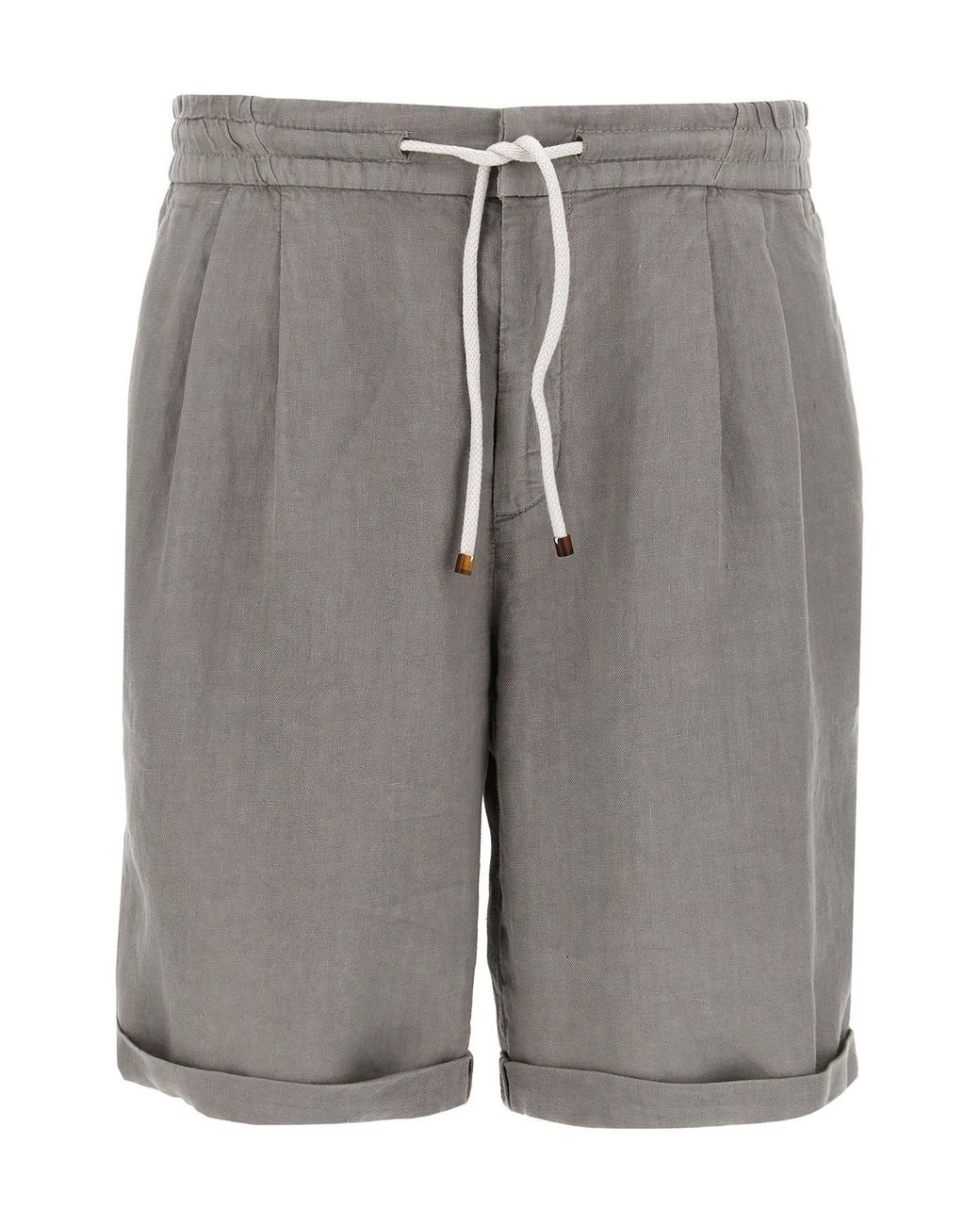 Brunello Cucinelli Gray Linen Bermuda Shorts for men