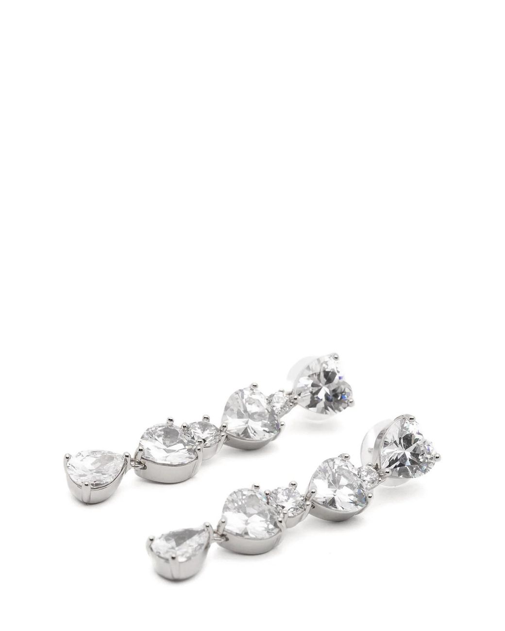 Self-Portrait White 'crystal Heart Tiered' Earrings
