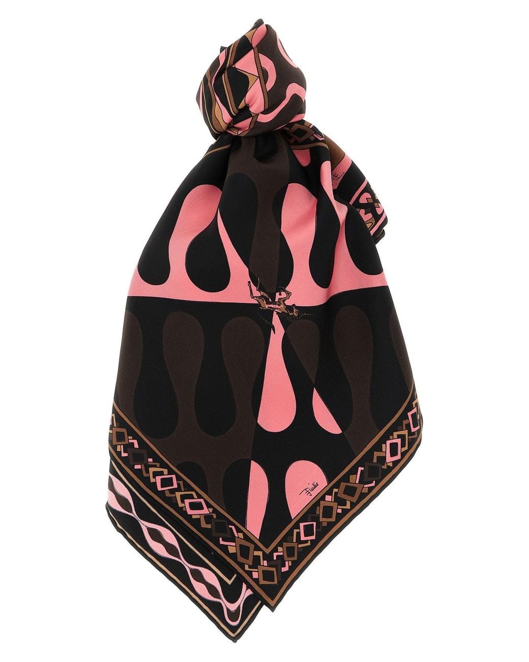 Emilio Pucci Red Mixed Print Silk Carré