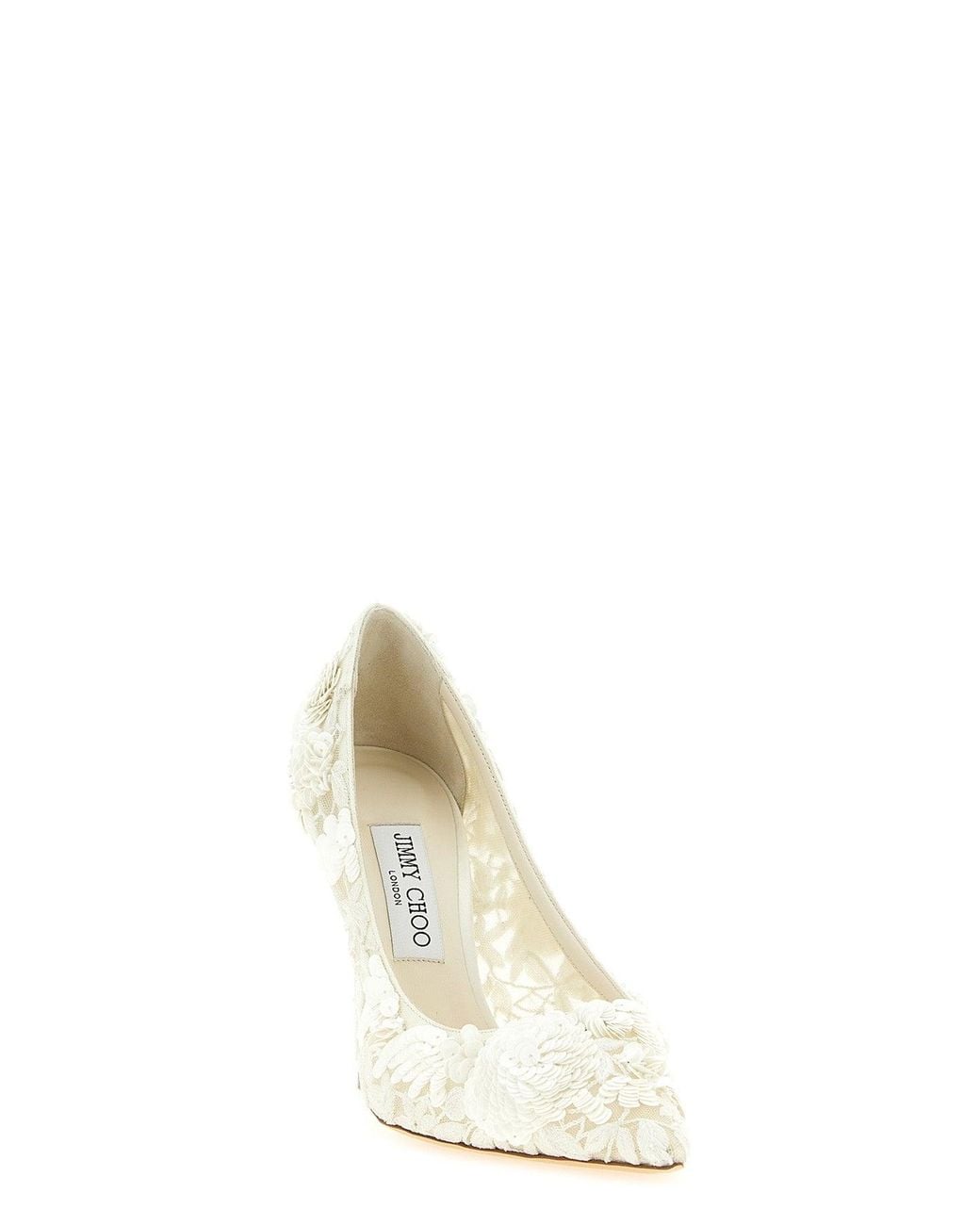 Jimmy Choo White Pumps With Floral Sequin Embroidery