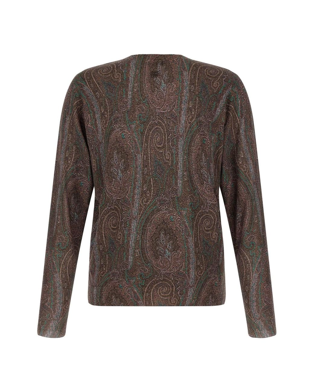 Etro Gray Crew-Neck Sweater With Paisley Pattern for men