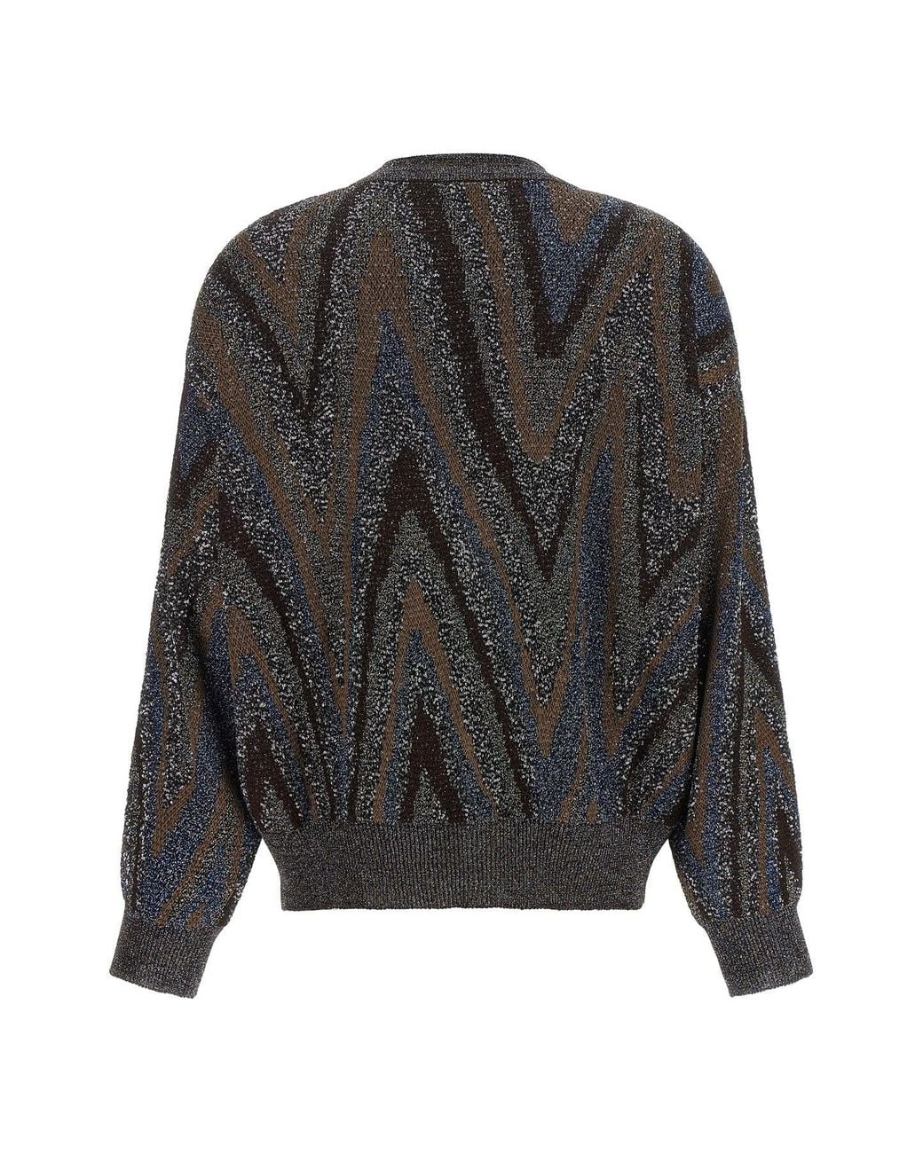 Missoni Black Sequin Zigzag Knit Cardigan