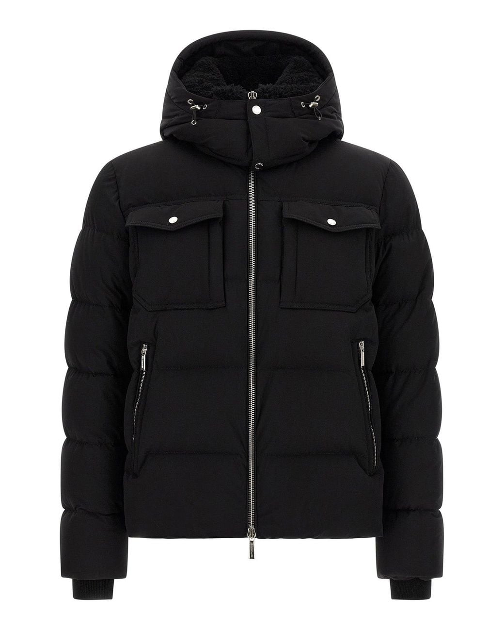 Moorer Black Bomber Jacket With Flap Pockets for men