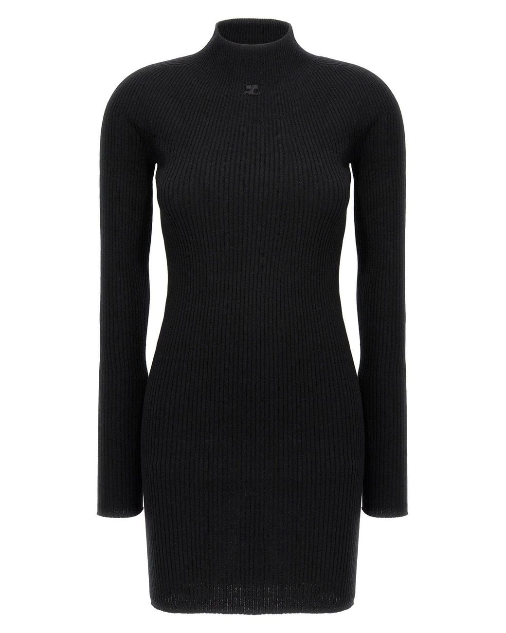 Courreges Black 'Solar Light Rib Mockneck' Dress