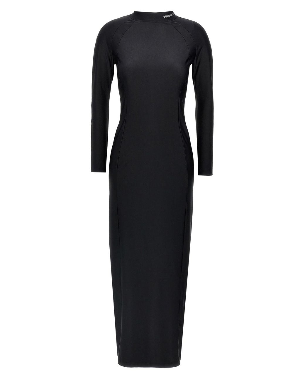 T By Alexander Wang Black Midi Dress With Logo Detail