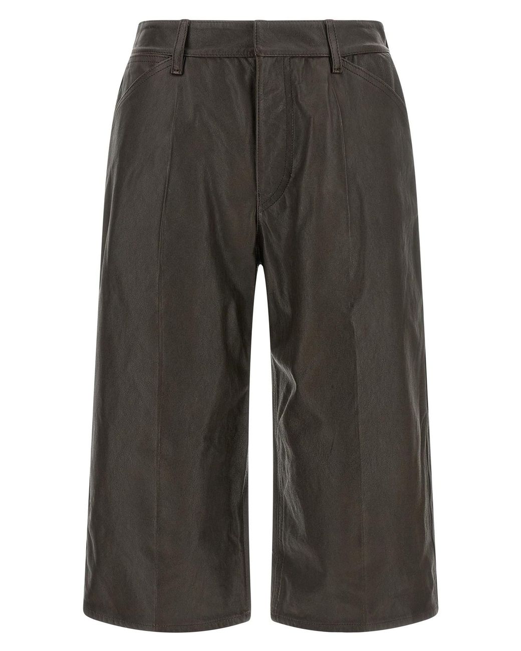Lemaire Gray Leather Bermuda Shorts