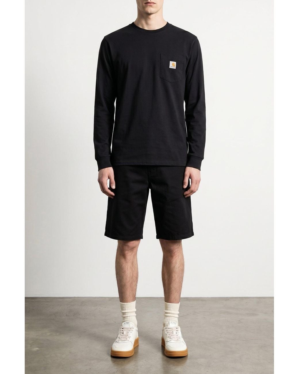 Carhartt Black Bermuda Shorts With Woven Logo Patch for men
