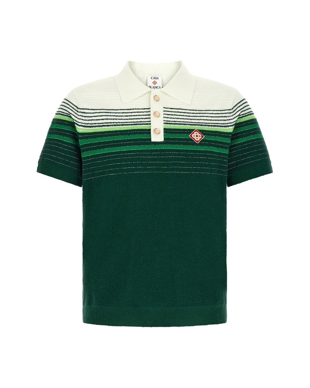 Casablanca Green 'bouclé Stripes' Polo Shirt for men