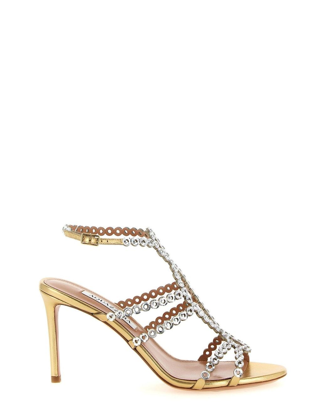 Aquazzura Metallic Embellished Strappy Sandal
