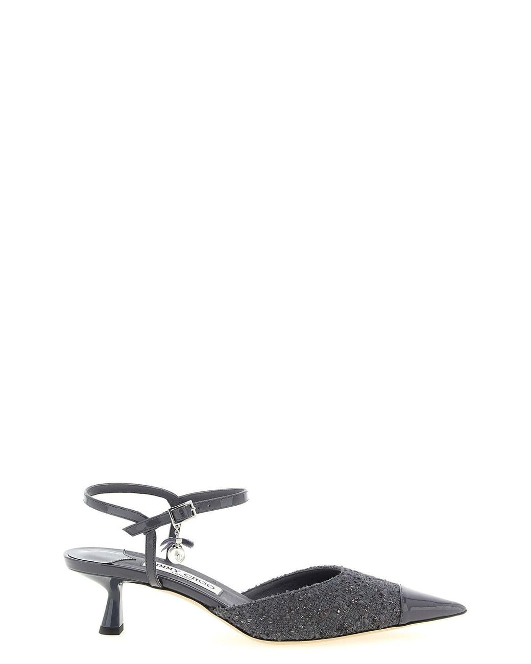 Jimmy Choo White Aren Slingbacks With Patent Leather Toe